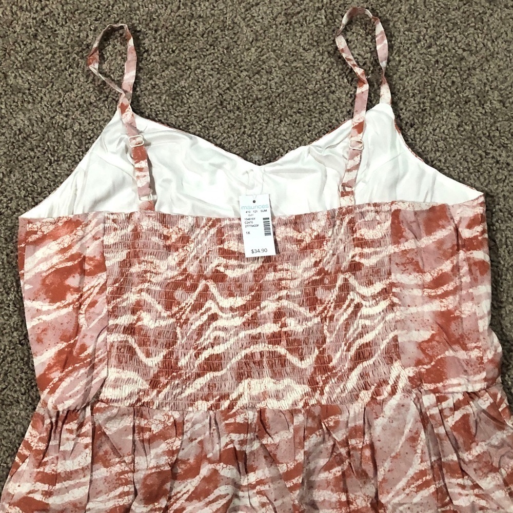 Maurice’s Animal Print Coral/White Zebra Stripe Spaghetti Strap Skater Dress 1X - Picture 10 of 14